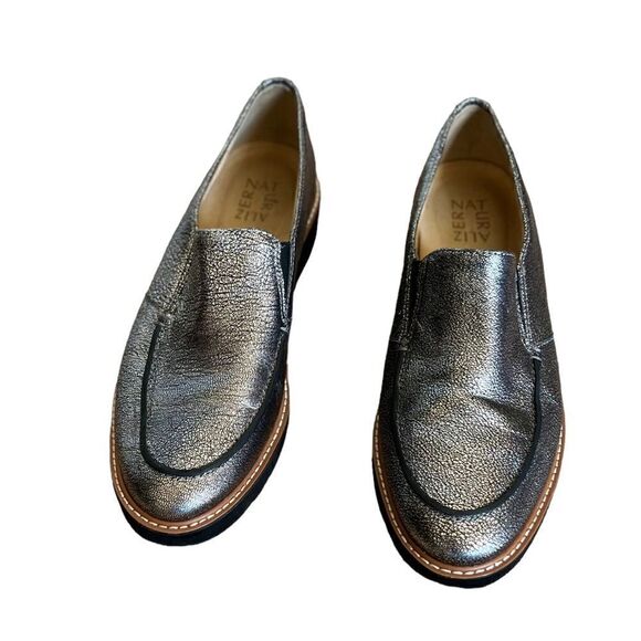 Naturalizer AIBILEEN Silver Leather Platform Slip On Loafers Shoes Size 9W - Picture 3 of 8